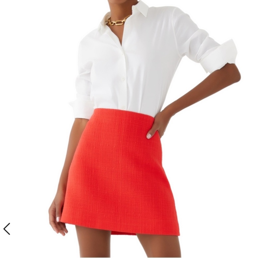 Theory Red Mini Skirt tweed shirt skirt cotton textured size 2